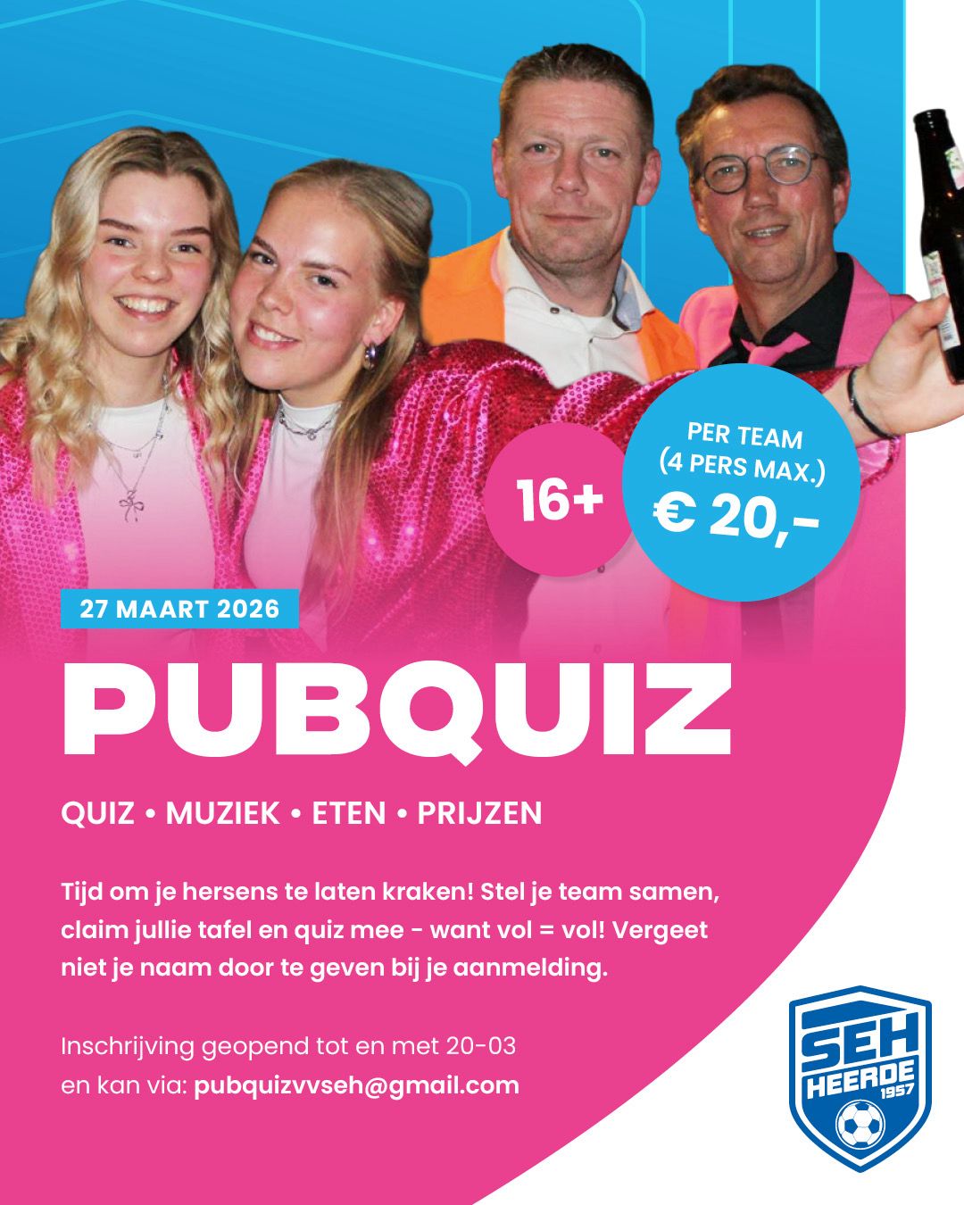 Pubquiz SEH op 27 maart